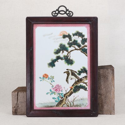 Lot 89 - A Chinese famille rose porcelain panel