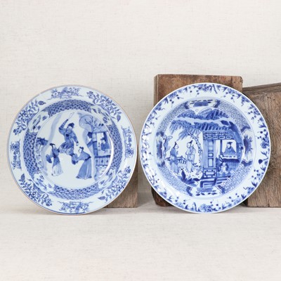 Lot 26 - Two Chinese blue and white soup plates