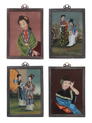 Lot 293 - A group of four Chinese reverse glass paintings