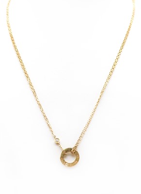 Lot 276 - An 18ct gold diamond set 'Love' necklace, by Cartier