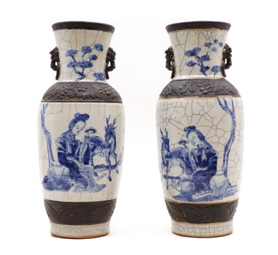 Lot 145 - A pair of Chinese blue and white porcelain vases