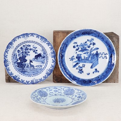 Lot 246 - Three Chinese blue and white plates
