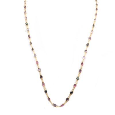 Lot 221 - A gold varicoloured spinel rivière necklace