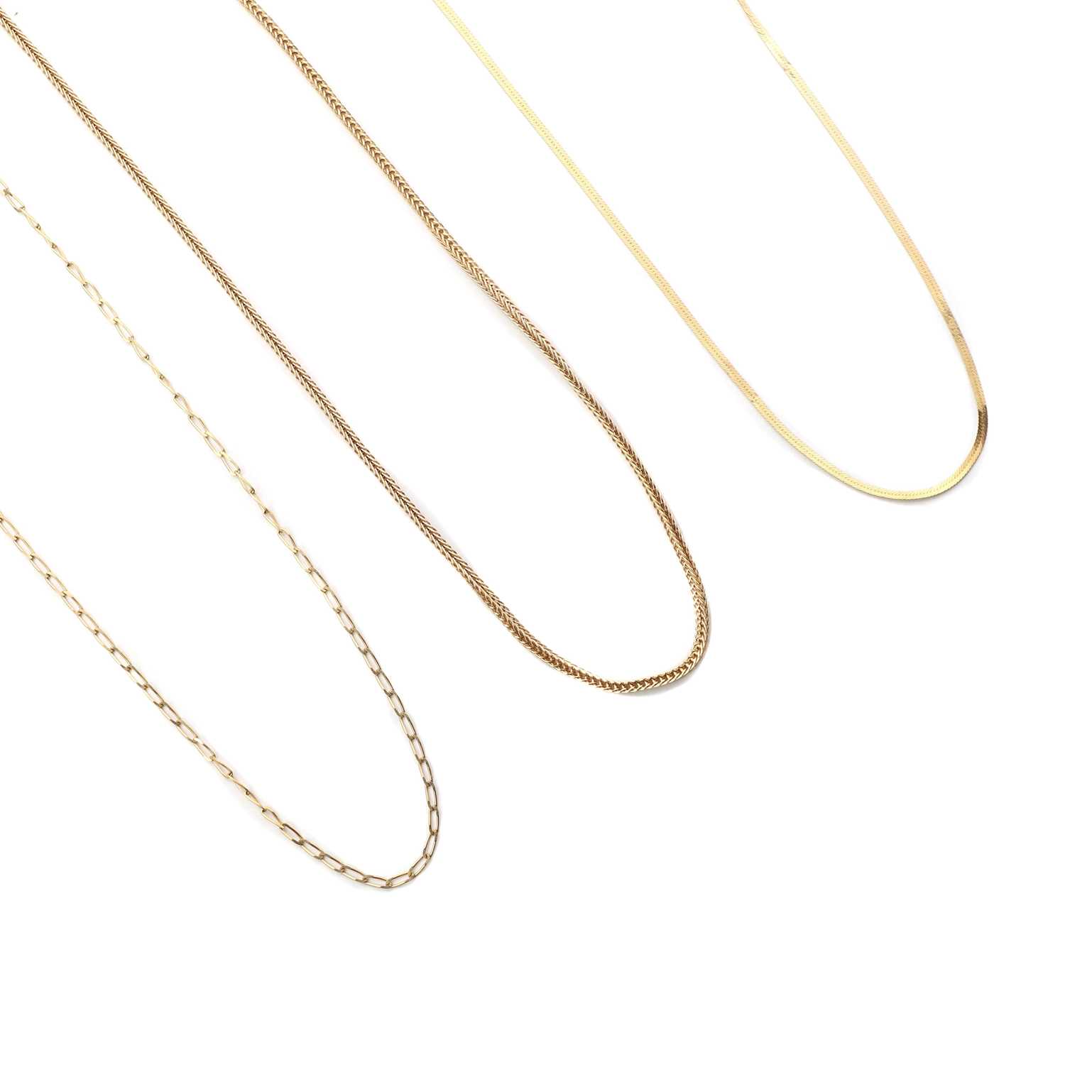 Lot 261 - Three gold chains,