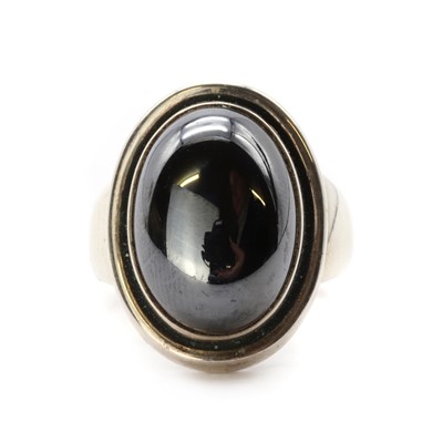 Lot 1220 - A silver haematite ring, by Georg Jensen