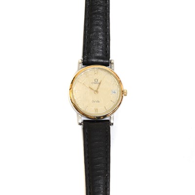 Lot 336 - A ladies' gold plated Omega 'De Ville' quartz strap watch