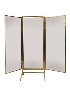 Lot 247 - A French Art Deco brass triptych mirror