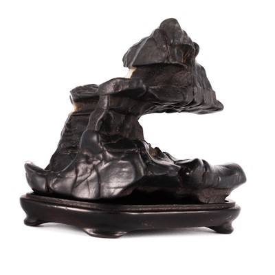 Lot 179 - A miniature Chinese black 'Lingbi' or 'Taihu' stone scholar's rock