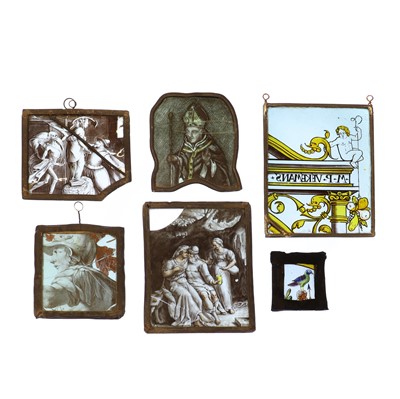 Lot 188 - Six stained glass window fragments