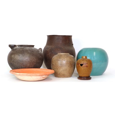 Lot 114 - Five early pottery vases and a bowl