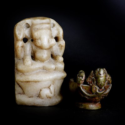 Lot 143 - An alabaster shrine figure representing Ganesha