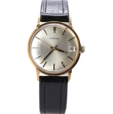 Lot 1440 - A gentlemen's 9ct gold Eterna mechanical strap watch