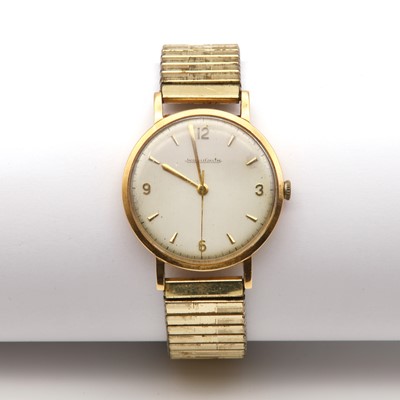 Lot 318 - An 18ct gold Jaeger-LeCoultre mechanical bracelet watch