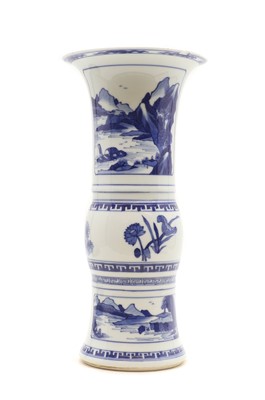 Lot 150 - A Chinese blue and white porcelain gu vase