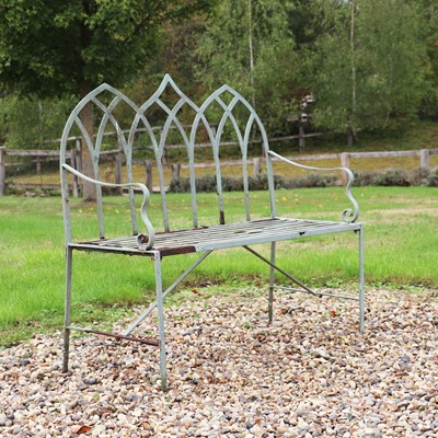 Lot 319 - A Gothic-style wrought iron garden seat