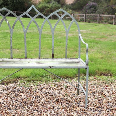 Lot 319 - A Gothic-style wrought iron garden seat