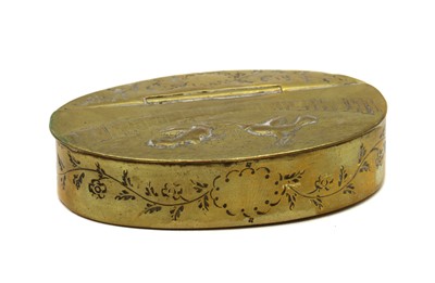 Lot 300 - A brass tobacco box and cover