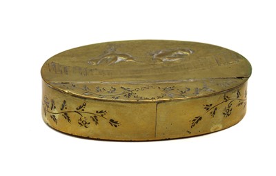 Lot 300 - A brass tobacco box and cover