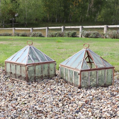 Lot 314 - A pair of iron and glass lantern cloches