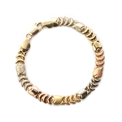 Lot 77 - An Italian three colour gold bracelet