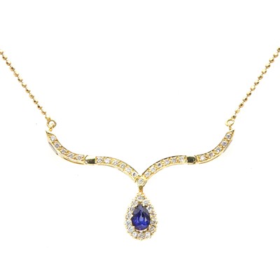 Lot 281 - An 18ct gold sapphire and diamond metamorphic necklace