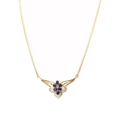 Lot 280 - A gold sapphire and diamond necklace