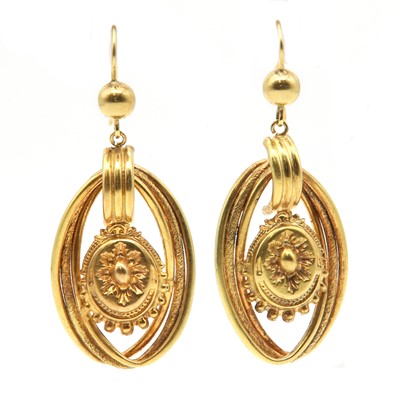 Lot 40 - A pair of Victorian drop earrings