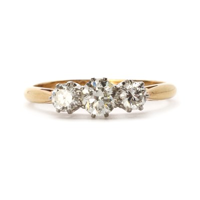 Lot 1129 - A three stone diamond ring, by Charles Green & Sons