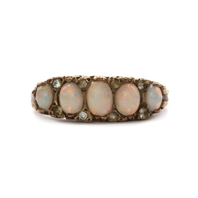 Lot 185 - A 9ct gold five stone opal ring