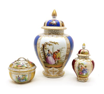 Lot 143 - A Dresden porcelain vase and cover