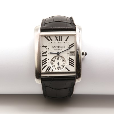 Lot 489 - A stainless steel Cartier 'Tank MC' automatic strap watch