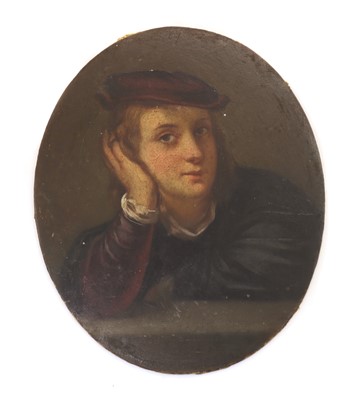 Lot 289 - A portrait of a boy leaning on a ledge