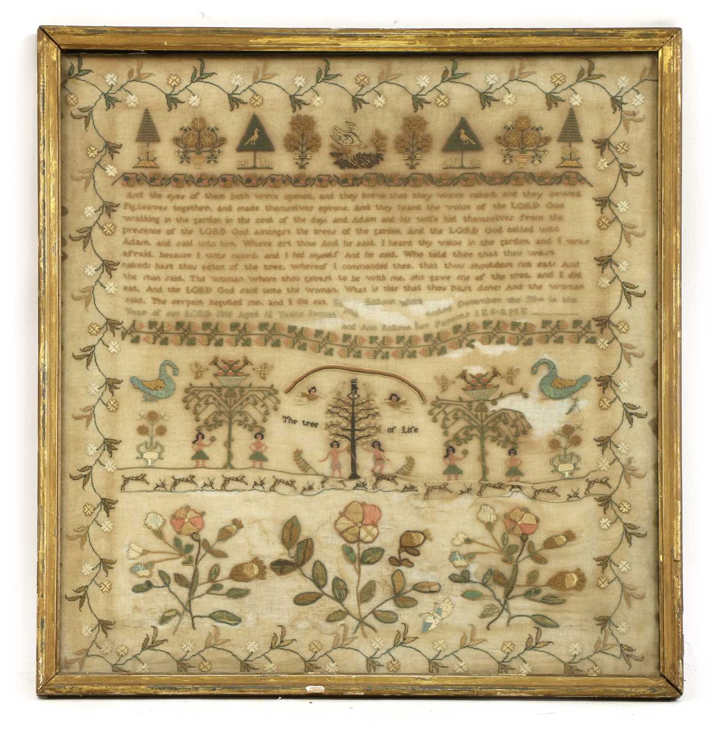 Lot 415 - A large early 19th century sampler