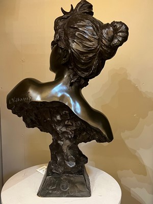 Lot 97 - A bronze bust of 'Diane'