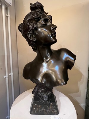 Lot 97 - A bronze bust of 'Diane'