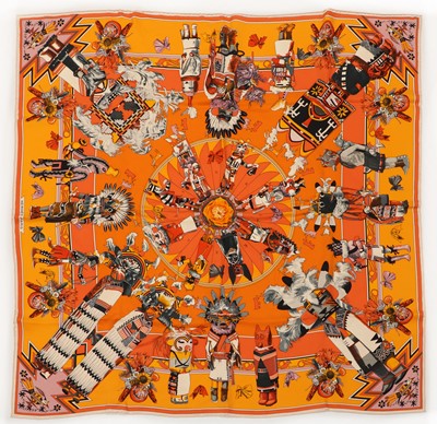 Lot 1500 - An Hermès scarf, Kachinas