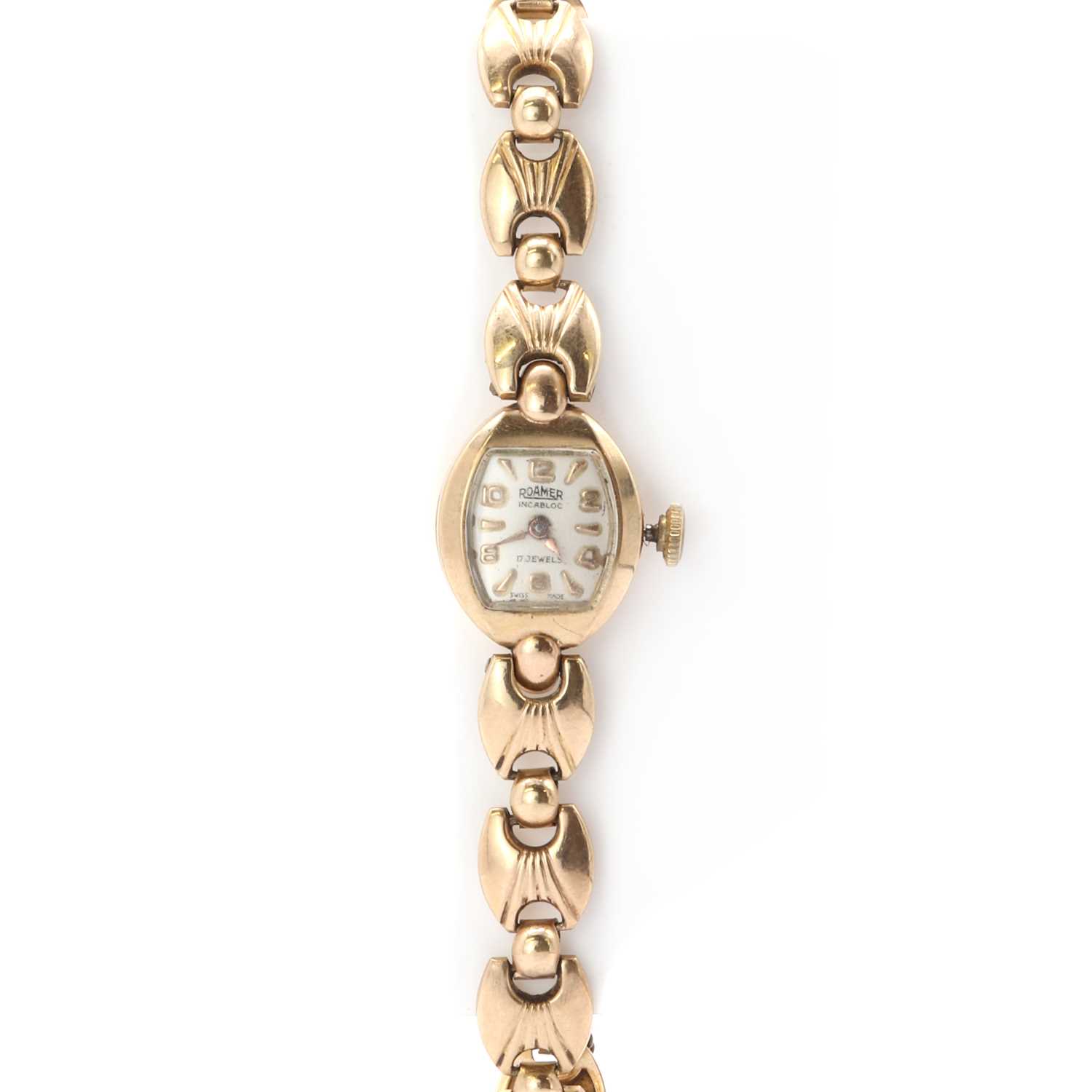 Lot 327 - A ladies' 9ct gold Roamer mechanical bracelet watch