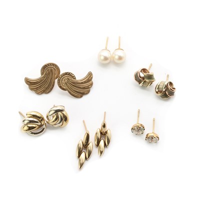 Lot 233 - Six pairs of gold earrings