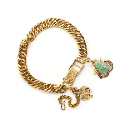 Lot 127 - A gold double curb link bracelet