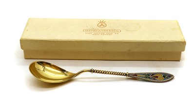 Lot 46 - A Norwegian silver gilt Plique-à-jour spoon