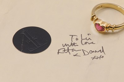 Lot 311 - An 18ct gold single stone ruby ring, by Theo Fennell