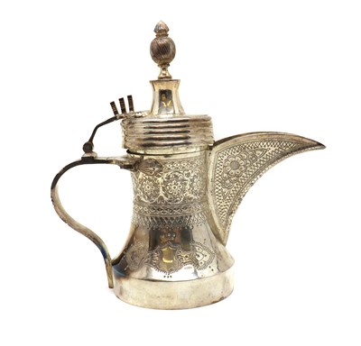 Lot 4 - A silver Dallah coffee pot