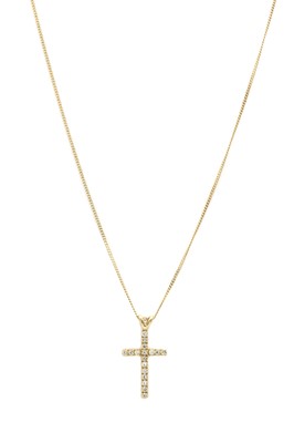 Lot 62 - An 18ct gold diamond set cross pendant