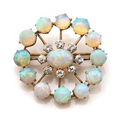 Lot 68 - An Edwardian gold, opal and diamond brooch