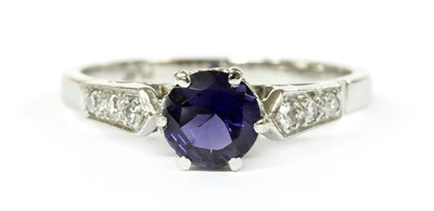 Lot 160 - A platinum iolite and diamond ring