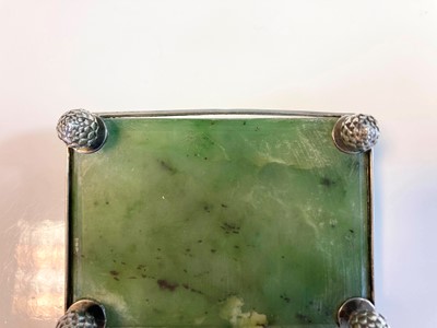 Lot 1365 - A Russian silver nephrite paperweight