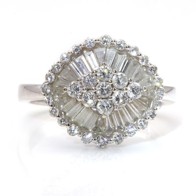 Lot 290 - A white gold diamond cluster ring