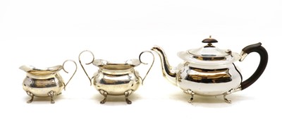 Lot 91 - A silver three-piece tea service