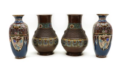 Lot 181 - A pair of Japanese cloisonné vases