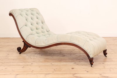 Lot 92 - A Victorian walnut chaise longue